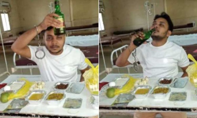 Corona 'infected' patient doing 'liquor party' in Kovid Hospital, sensation caused by photo viral