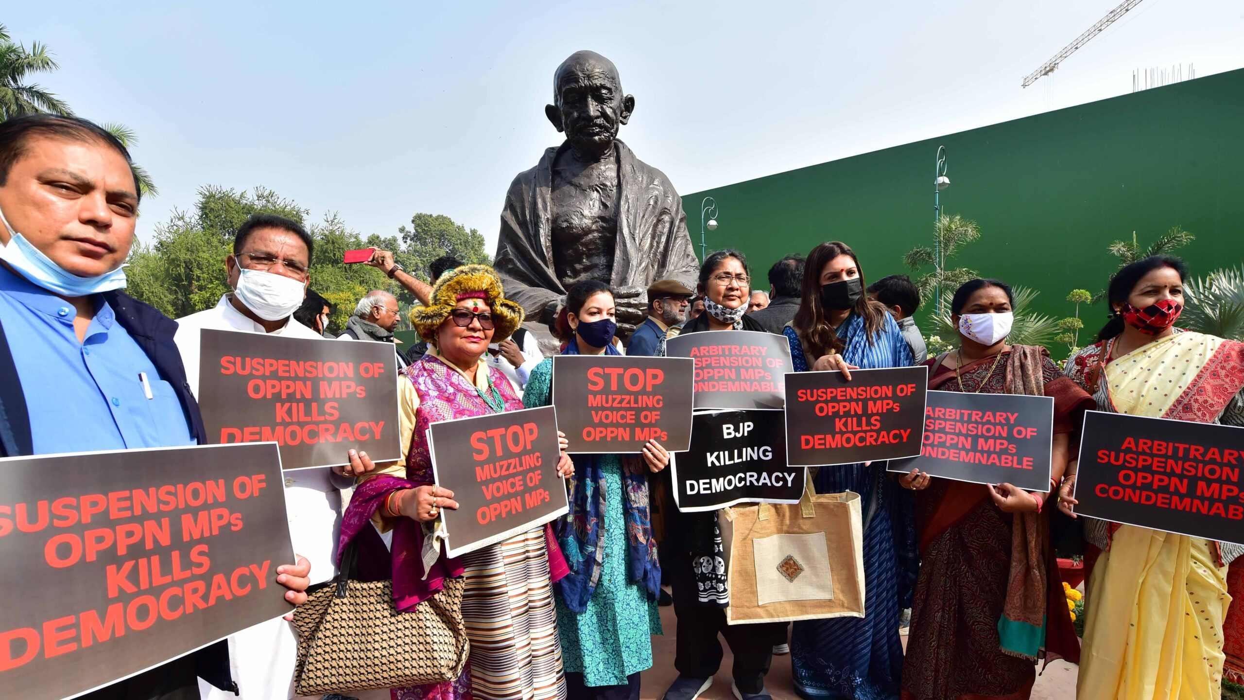Opposition parties staged a walkout of Parliament in New Delhi on Tuesday, 30 November 2021