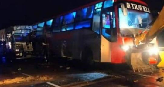 Bus hit truck, two killed including driver, 11 injured