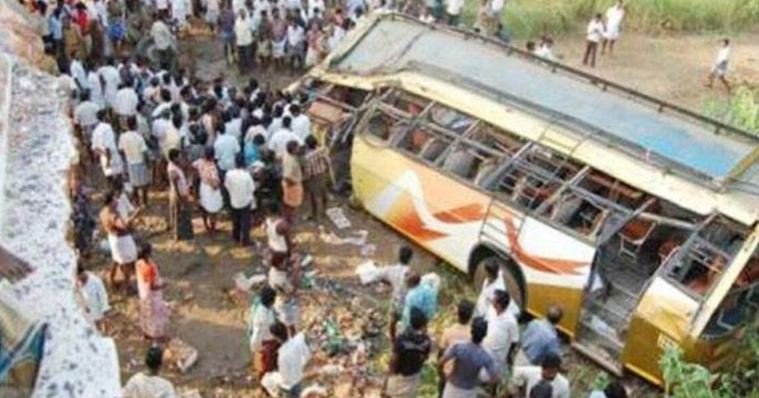 Roadways bus overturned in ten feet deep ditch, passengers injured